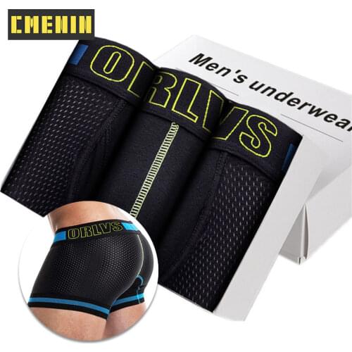 3Pcs Sexy Men Underwear Boxer Plus Size Mens Underpants Breathable Boxershorts Cotton Pouch Mesh Boxer Shorts Cueca Male Panties