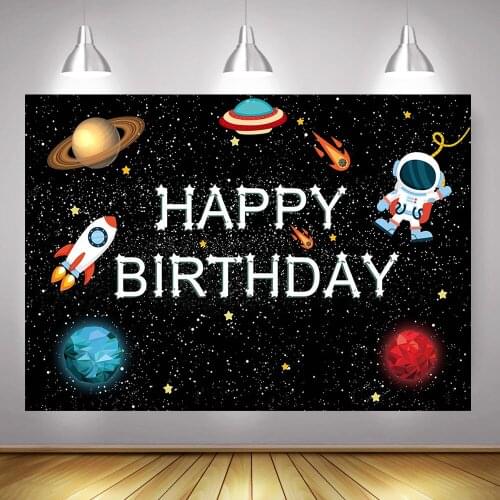 Universe Planet Theme Party Backdrop for Photography Space Happy Background Birthday Children Kids Astronaut Adventure Photocall
