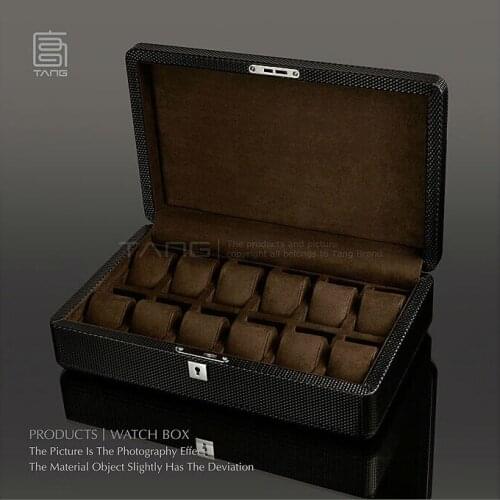Fashion12 pillow high quality black PU and real wood watch box watch storage box watch organizer cases for watches SBH014b