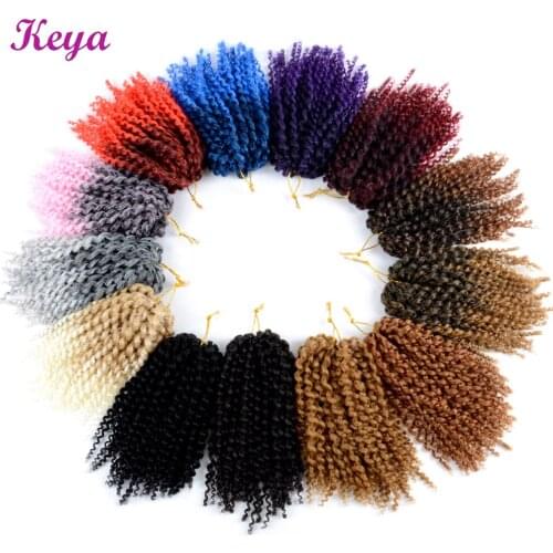 Kinky Curly Crochet Hair Marlybob Crochet Braid 8 Inch Crochet Braiding Hair Ombre Synthetic Hair Extensions