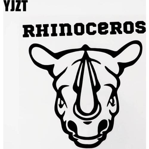 YJZT 15CM×15.2CM Rhinoceros Head Graphical Vinyl Fashion Car Sticker Decal Black/Silver 8C-0527