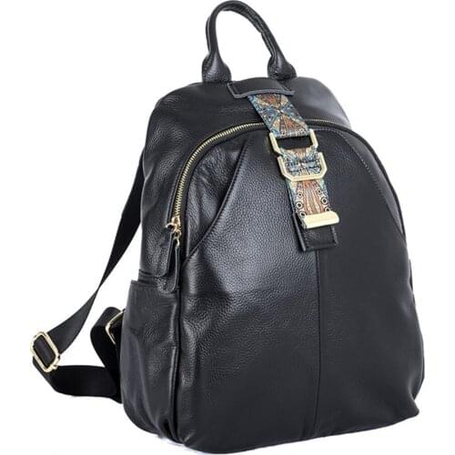 Women Black genuine Leather Backpacks High Quality Female Vintage Backpack For Female Travel Bagpack Ladies Sac A Dos Back Pack