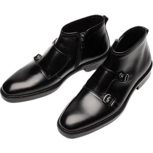 Trendy Buckle Mens Business Work Boots England Mens Evening Party Dress Ankle Boots High Grade Office Dalily Fashion Boots 38-44