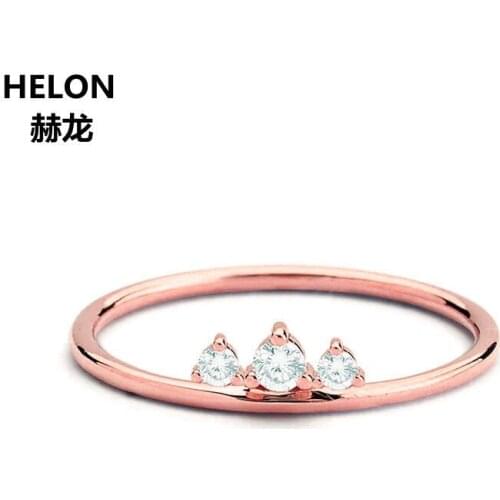 Solid 10k Rose Gold 0.06CT VS Natural Diamonds Women Ring Office Career Style Party Fine Jewelry Engagement Wedding Band