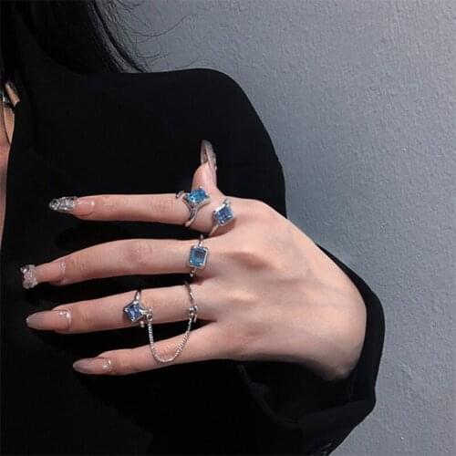 GSOLD Geometric Multilayer Zircon Ring Silver Color Metal Simple Temperament Chain Stackable Ring Women Fashion Party Jewelry