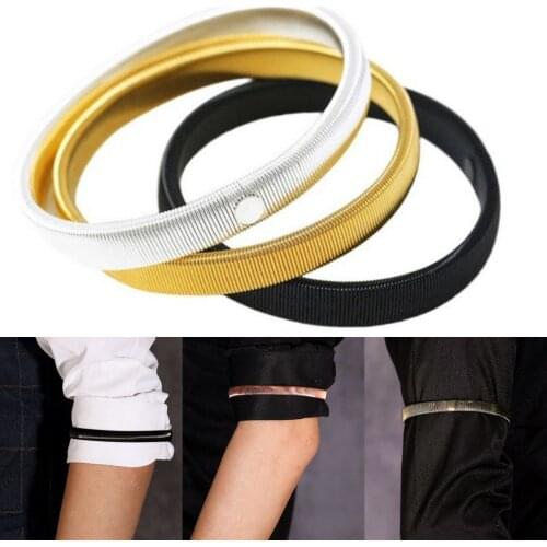 1/4pc Unisex Adjustable Arm Cuffs Bands Metal Anti-Slip Stretch Elastic Armband Sleeve Holder Party Wedding bartender Accessorie