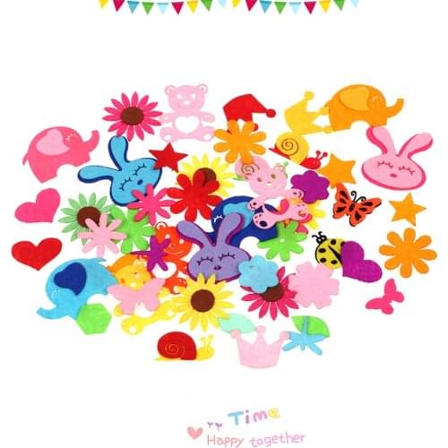 1 Pack DIY Petal Animal Pattern Kids Cartoon Patch Creative Non-woven Patch Arts Sewing Craft Material Supplies Party Decor