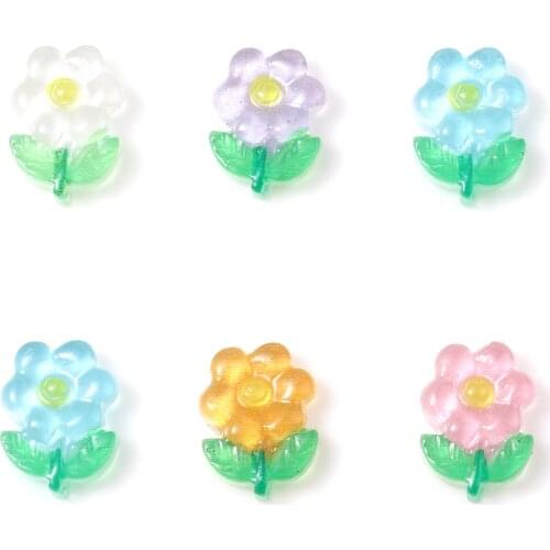 Resin Dome Seals Cabochon Sweet Flower Multicolor DIY Making Earrings Necklace Jewelry For Girls Women Findings 13mm x 9mm,10PCs