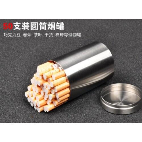 20pcs/lot Stainless Steel Cigarette Box 50pcs Holder Sealed Waterproof Cylindrical Cigarette Case Storage Box Multifunctional