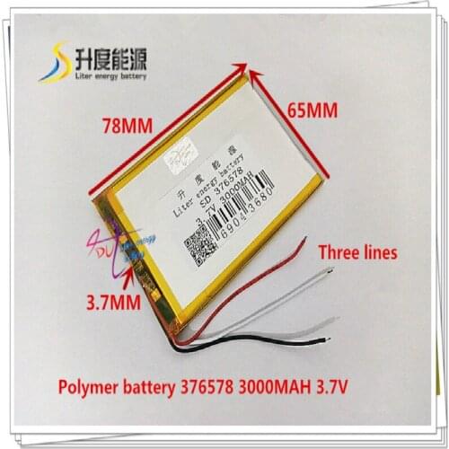 3.7V 3000mAH 376578 Polymer lithium ion / Li-ion battery for tablet pc power bank cell phone mp4