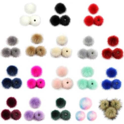 3Pcs 10cm DIY Colorful Furry Pom Pom Ball with Press Button for Hat Shoes Scarf
