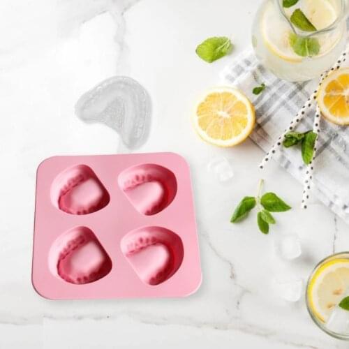 4 Hole Denture Shaped Ice Cube Tray Silicone Chocolate Molds Candy Cake Baking Molds Summer Ice Cream Mould Kitchen Accessories