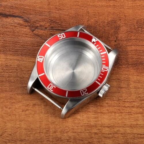 41mm Sapphire Glass Red Aluminum Bezel Watch Parts Case Dial Fit ETA 2824 2836 or Miyota 82 series