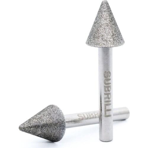 Diamond Burs Rotary Carving Grinding Head Needle Drill Bit 6mm Shank Diamond Points For Stone Metal Jade Engraving Tool
