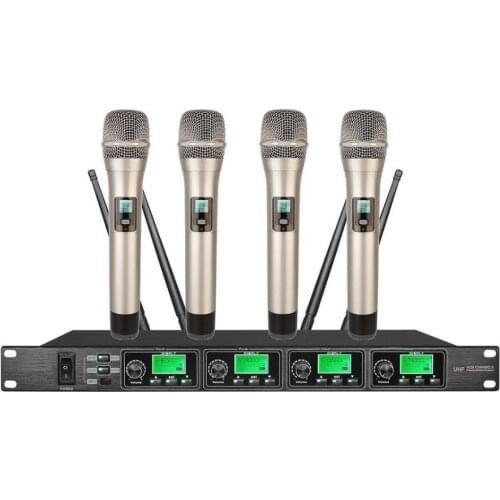 Bolymic Wireless Handheld Microphone Karaoke system Professional 4 Channel Dynamic Microphone uhf wireless system For school