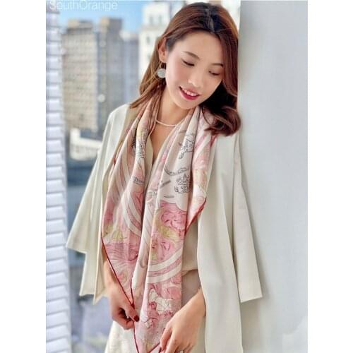 Armor Print 100% Silk Scarf Shawl Women Real Silk Neckerchief Necktie Wraps 35"x35"