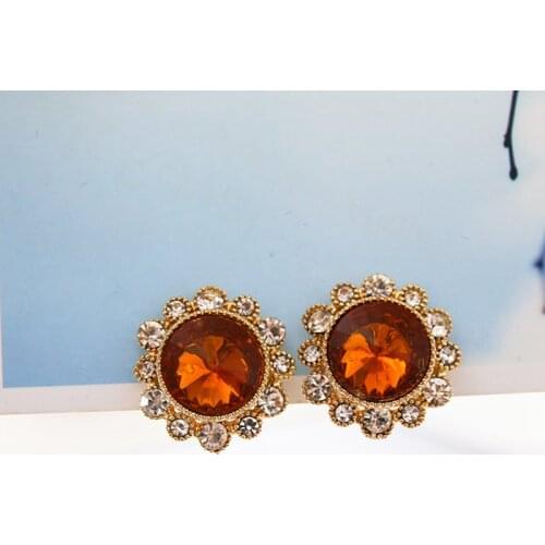 COWNINE Women Crystal Clip Earrings for Women Round Silver Earrings with Stones Ear Clip Earrings without Piercing