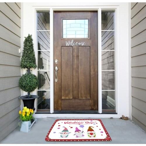 Home Decor Valentines Day Doormat Gnome Pattern Entrance Decorative Mat Bathroom Balcony Non-Slip Printed Rugs
