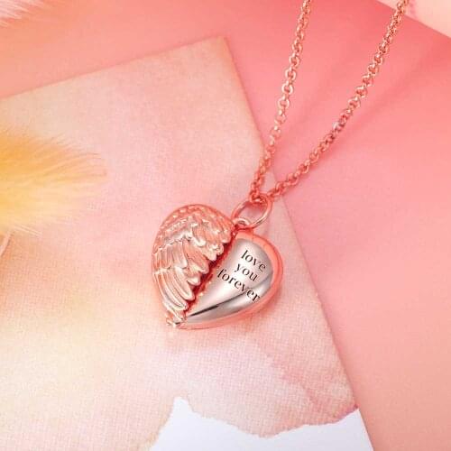 Engravable Angel Wings Heart Custom Photo Necklace Family Love BFF Graduation Gift Women Men Necklaces Personalize School Club