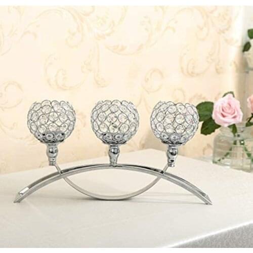 3 Arms Crystal Candle Holders,Table Candelabras,Buffet Cabinet Candelabra Ornaments Table Centerpieces for Wedding Room qq485
