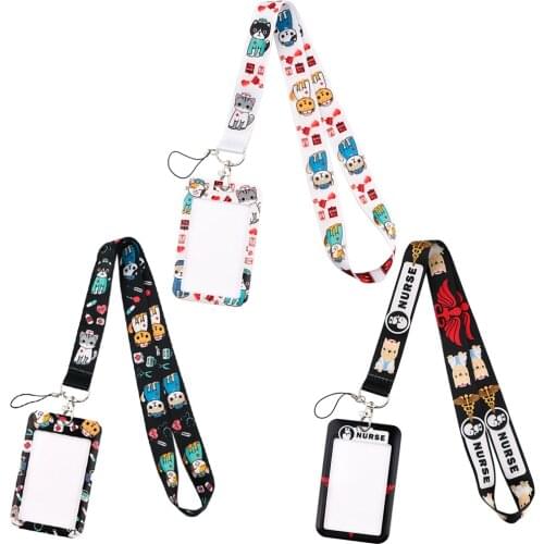 JF0043 Cute Animal Cat Lanyard Credit Card ID Holder Bag Doctor Nurse Student Women Travel Bank Bus Business Card Cover Badge