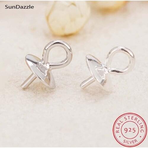 10pcs Genuine Real Pure Solid 925 Sterling Plain Silver Bead Cap Connectors For Pendants Earrings Pearl Cap Jewelry Findings