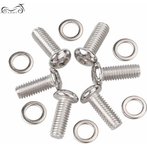 6x Motorcycle Stainless Steel Derby Cover Screw Bolt Kits For Harley Dyna Softail Touring Electra Street Glide Road King FLHR