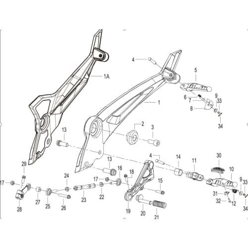 Left footrest support bracket left front footrest page of Benelli TNT300 BN302