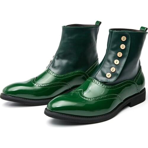 Plus size spring and autumn mens boots fashion brogue Shoes Comfort brand black green Gladiator ankle boots zapatillas homebre