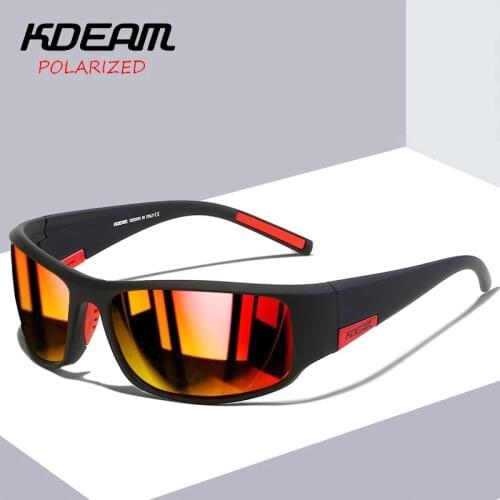 KDEAM Polarized Sport Sunglasses Men Lightweight Durable TR90 Frame Sun Glasses High Quality Outdoor Sports UV400 Goggles A53