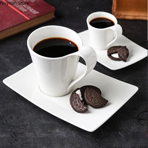 American Espresso Ceramic Coffee Cup and Saucer Set Creative British Afternoon Tea Snack Tray Simple Breakfast Cup Tableware