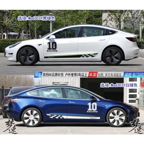 Car stickers FOR Tesla Customized sports decals on both sides of the body Model 3 modification