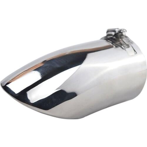 76mm Inlet 104mm Outlet Silver Exhaust Tip Stainless Steel Slanted Cut Exhaust Muffler Tip Tail Pipe with Clamp Screw for Cars