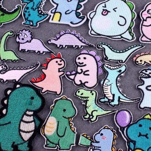 DIY Cute Things Clothes Cartoon Dinosaur Patch Iron On Patches For Clothing Patches Embroidered Patches On Clothes Stripes Decor