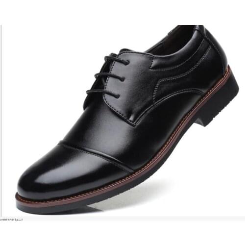 New Mens formal shoes Dress Leather Shoes Lace-Up Wedding Party Shoes Mens Business Office Oxfords Flats Plus Size Men Fashion