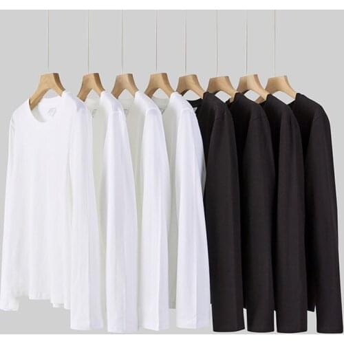 Factory Wholesale 5pcs 200g Soft Cotton Long-sleeved T-shirt For Men and Women Underwear T-Shirts