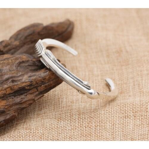 Factory Wholesale S925 Sterling Silver Thai Simple Smooth Mens Open Ended Bangle Cody Bow Popular Bangle