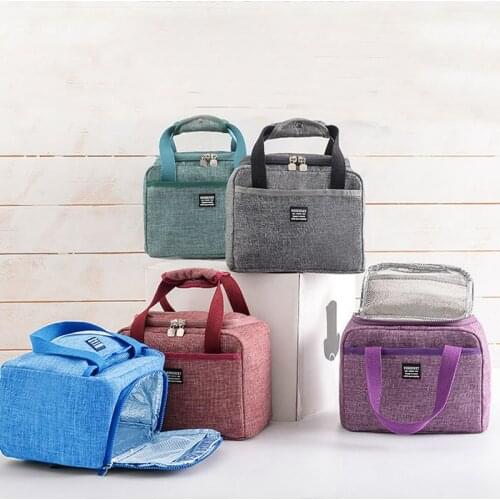 Portable Lunch Bag New Thermal Insulated Lunch Box Tote Cooler Handbag Commute Bento Pouch Dinner Container Food Storage Bags