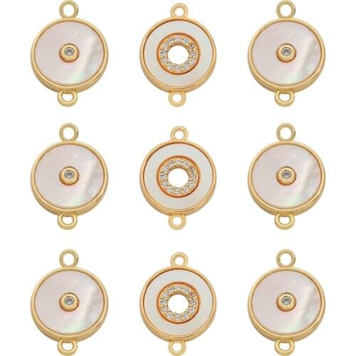 18K Gold Plated Bohemia Charm Pendants Round Hollow DIY Connectors Dangle Earring Necklace Making Wholesale