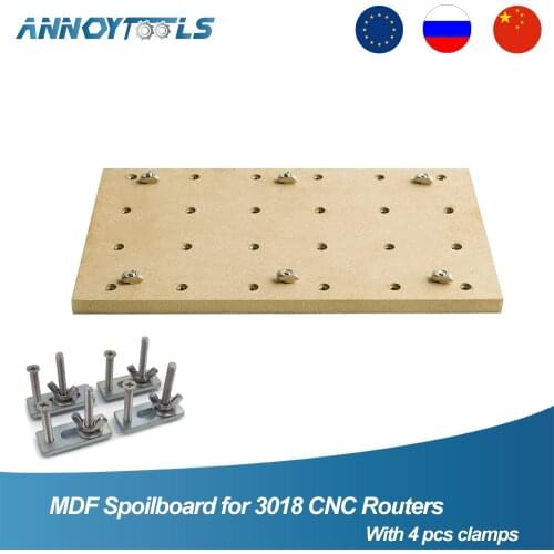 MDF Spoilboard Worktable Work Bench for 3018 CNC Routers With Hold Down Clamp Accessories Milling DIY Engraving Machine Tools