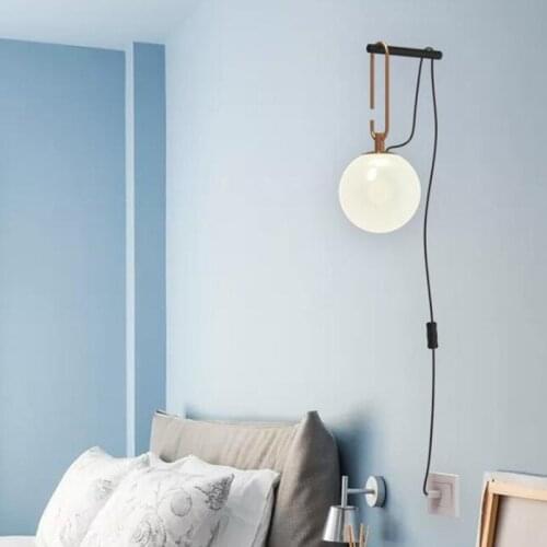 Nordic style glass ball led wall lamp modern bedroom bedside lamp entrance hallway corridor led wall sconce lights