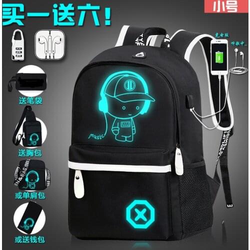 Luminous Mucis Men Canvas Backpack Laptop College Student School Bags for Teenager Backpack 2020 Large capacity Mochila
