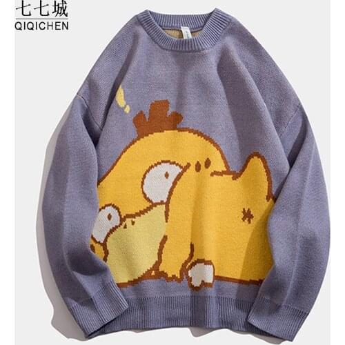 Cartoon Sweater Men Women Streetwear Japanese Hip Hop Anime Pullover Women O-neck Oversized Casual Couple Male Harajuku Sweaters
