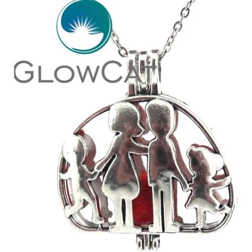 VV589 Love Family Child Mom Dad Beads Cage Locket Aromatherapy Essential Oil Diffuser Party Gift Locket Pendant Necklace
