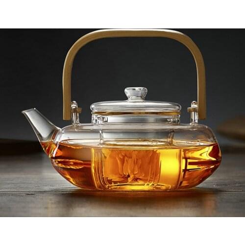 Pyrex Glass Teapot Creative Flower Teapot Household Teapot Business Large Capacity Tea Maker Handmade Borosilicate Glass Tetera