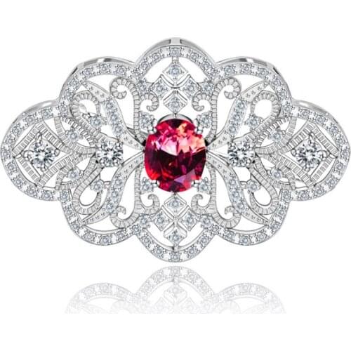 Zlxgirl Luxury Brand blue red green cubic Zircon wedding brooches jewelry Dubai clothing scarf pins bridal hijab accessory