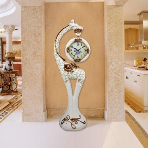 Zq uropean High-End Simple Living Room Floor Clock Modern Standing Grandfather Clock Mute Two-Sided Clock