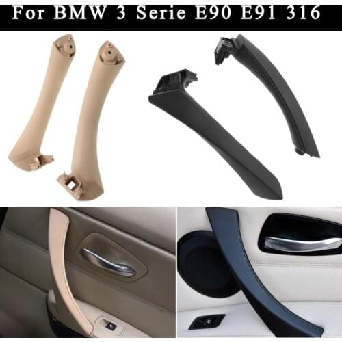 1/2PCS RHD LHD Car Inner Handle Interior Door Panel Pull Trim Cover For BMW 3Series E90 E91 E9 316 318 320 Black Rear Left Right