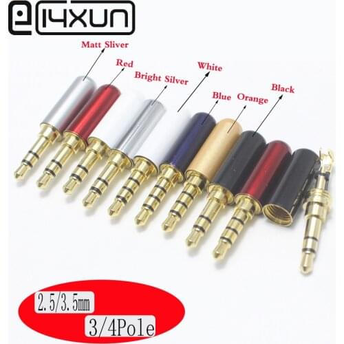 1pcs MINI Jack 3.5mm 2.5mm 3Pole 4P Gold-plated Stereo Earphone Adapter with Tail plug clamps Cable clip For DIY Stereo Headset