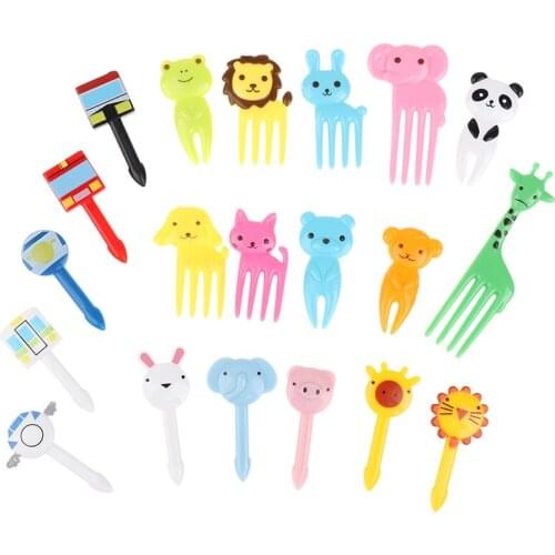 10Pcs Mini Animal FarmKids Fruit Fork Cartoon Snack Cake Dessert Food Toothpick For Home Decoration